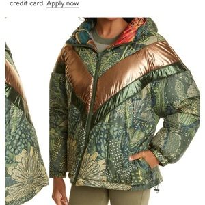 Farm Rio Green Cool Leopard Reversible Puffer Jacket